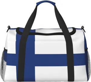Finnish flag Print Travel Companion Duffle Bag Weekender Bag Sport Gym Bag for Women Men