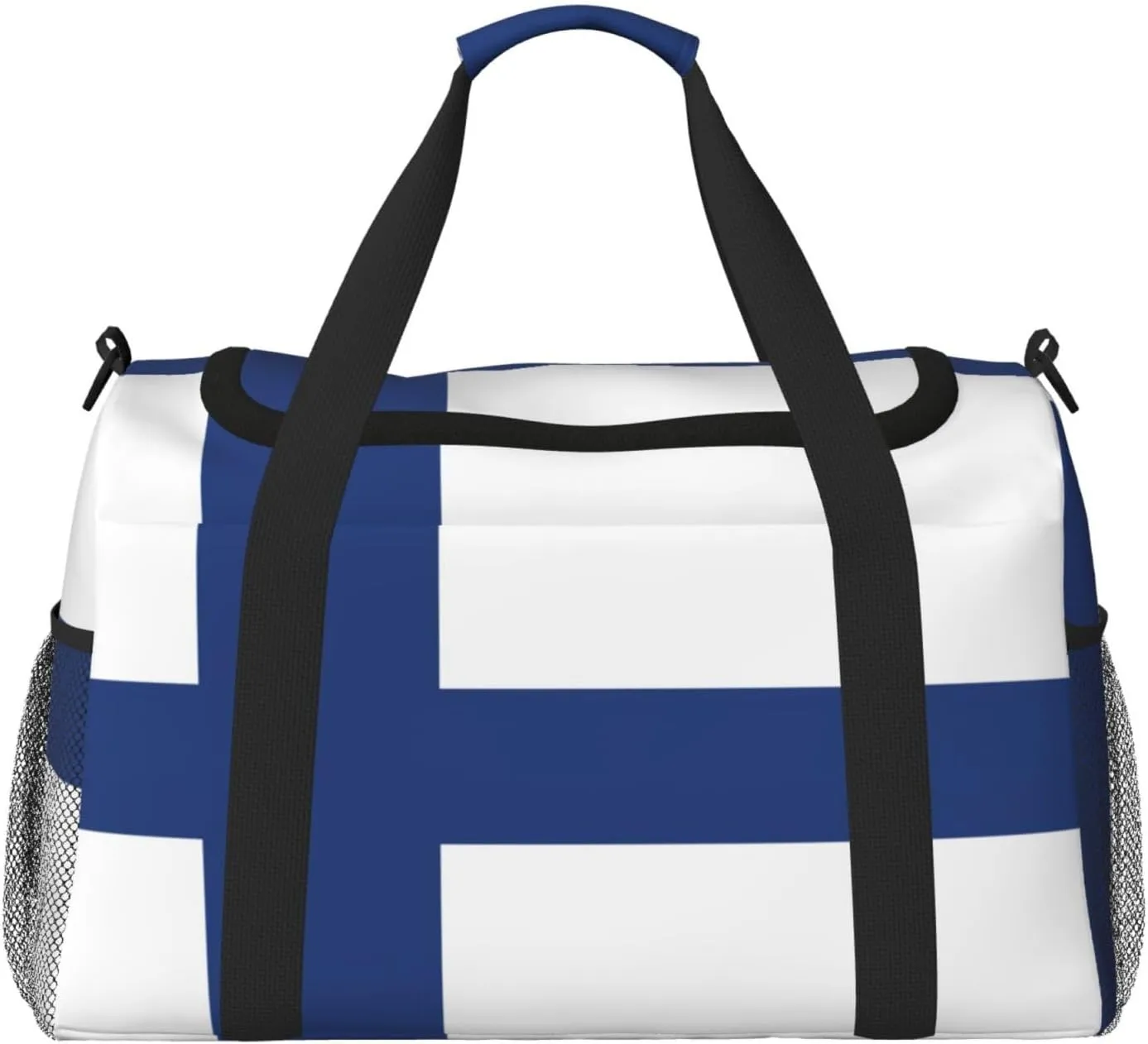 Finnish flag Print Travel Companion Duffle Bag Weekender Bag Sport Gym Bag for Women Men