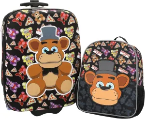 Five Nights At Freddy's Freddy Fazbear Character Print 2-Piece Youth EVA Wheeled Luggage & Travel Backpack Set