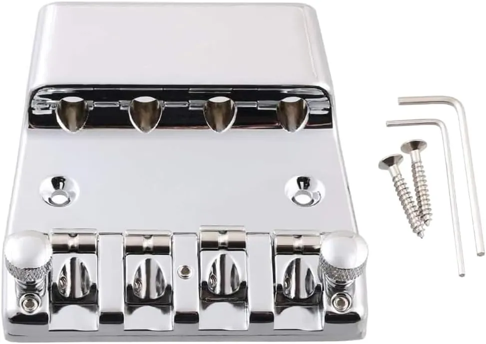Fixed Metal Bass Guitar Bridge 4 String with Tool Set Hardtail Saddle Bridge for Rickenbacker Guitar parts