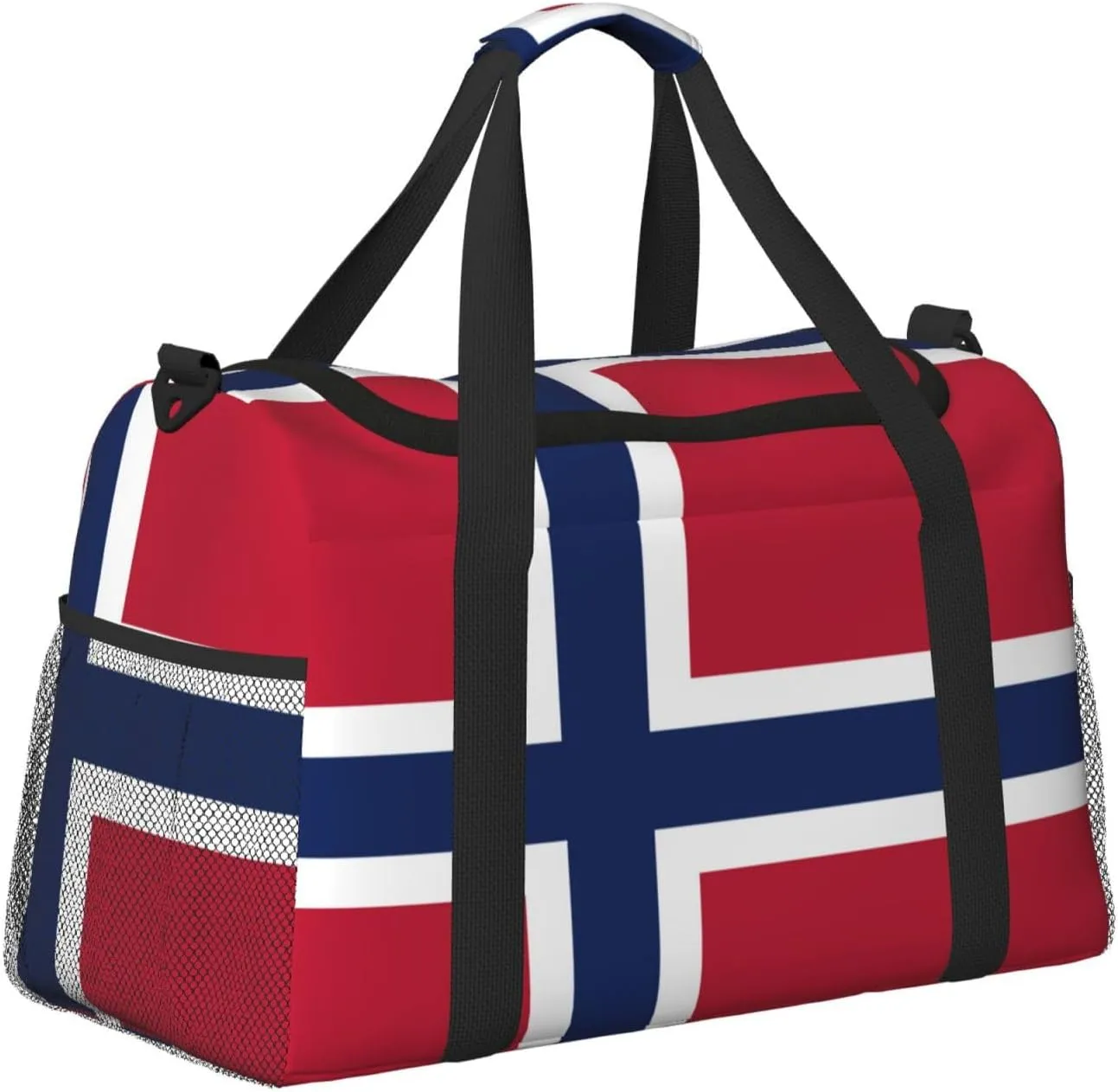Flag Of Norway Travel Duffel Bag Large Foldable Waterproof Overnight Bag For Beach Swim Bags Pool Sports Gym