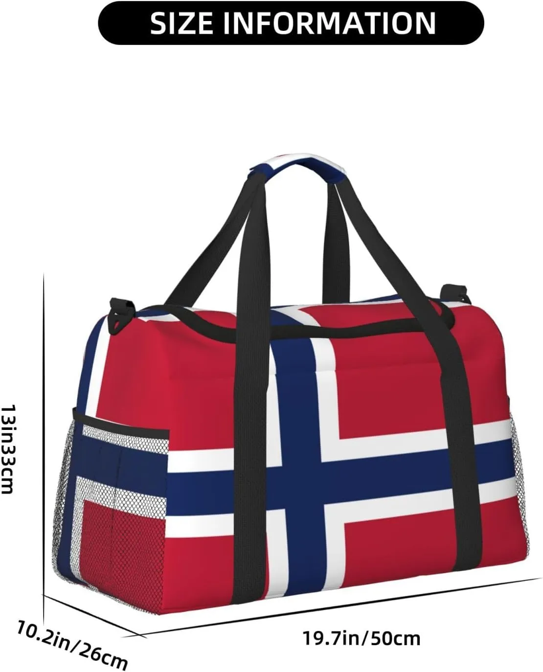 Flag Of Norway Travel Duffel Bag Large Foldable Waterproof Overnight Bag For Beach Swim Bags Pool Sports Gym
