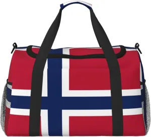 Flag Of Norway Travel Duffel Bag Large Foldable Waterproof Overnight Bag For Beach Swim Bags Pool Sports Gym