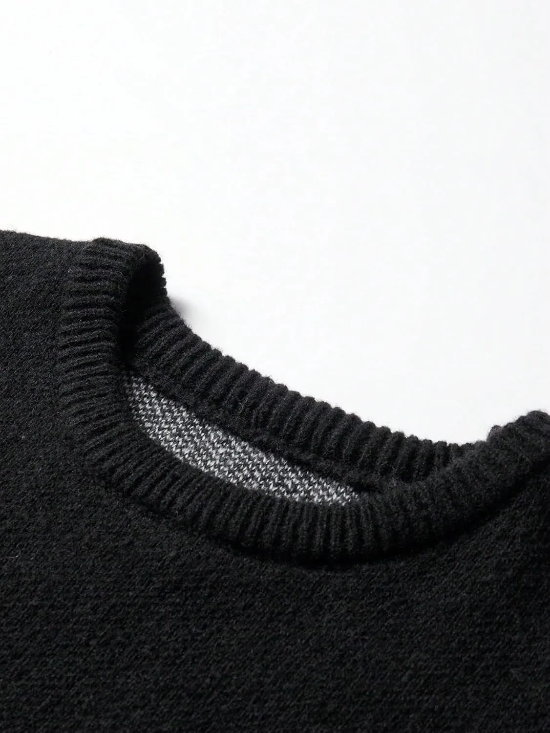 Floerns Men's Letter Print Long Sleeve Knit Wear Crewneck Pullover Sweaters