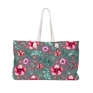 Floral In Gray Weekender Bag