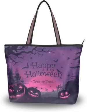 Fog-clouds-pumpkins-print2 Fashion Shoulder Bags Tote Bags Handbags For Women, L