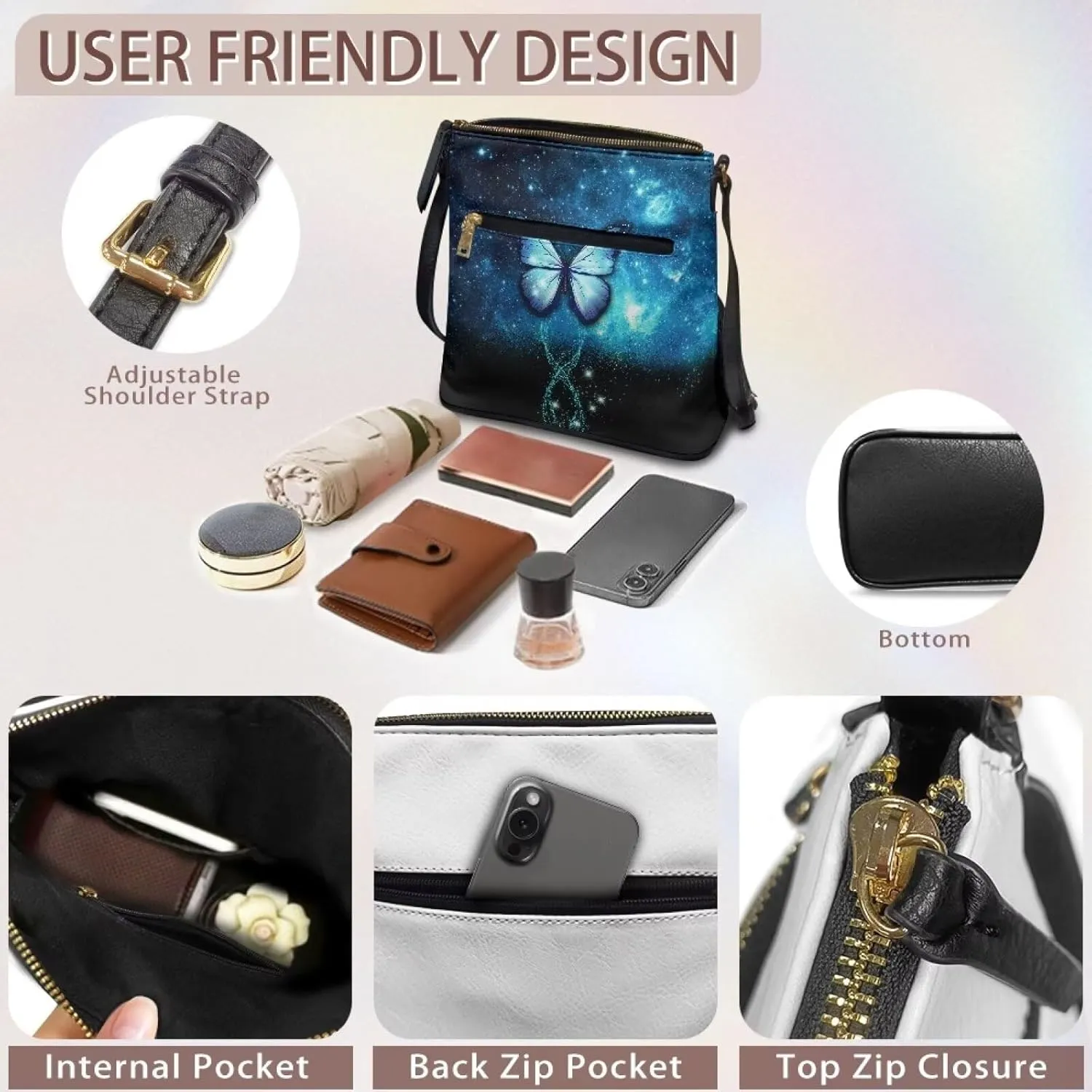 FOR U DESIGNS Leather Crossbody Bags for Women Shoulder Bags for Work Travel Sling Bag