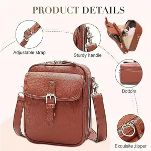 Forcipower Crossbody Leather Bag, 2025 New Vintage Double Layer Collaboraten1 Crossbody Leather Bag for Women