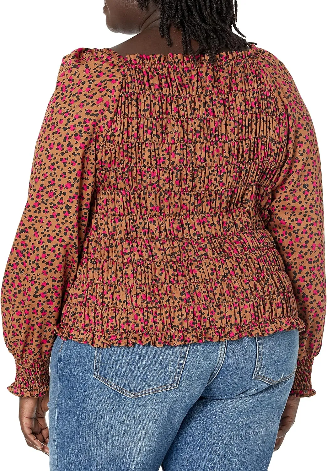 Foxcroft Women's Olivia Long Sleeve Wild Cheetah Blouse