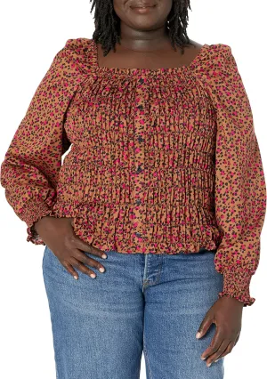 Foxcroft Women's Olivia Long Sleeve Wild Cheetah Blouse