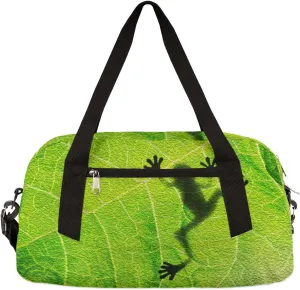Frog Shadow Leaf Kids Duffel Bag for Girls Boys Teens, Frog Oil Painting Dance Bag Overnight Small Duffel Bag Carry On Weekend Sports Gym Travel Bag for School Practice Gymnastics Ballet