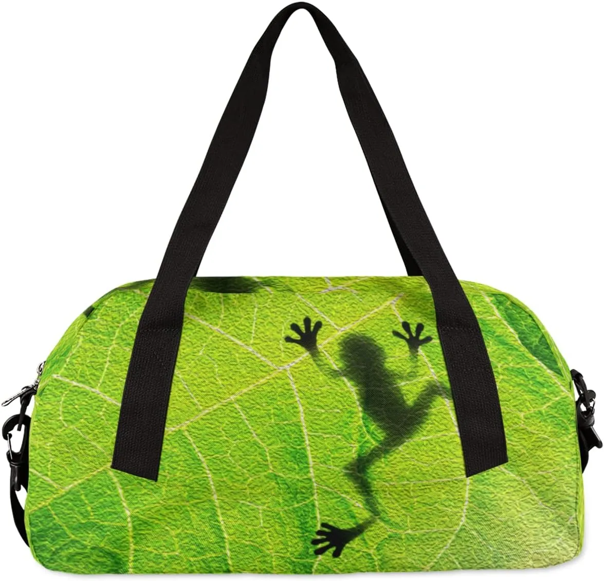 Frog Shadow Leaf Kids Duffel Bag for Girls Boys Teens, Frog Oil Painting Dance Bag Overnight Small Duffel Bag Carry On Weekend Sports Gym Travel Bag for School Practice Gymnastics Ballet