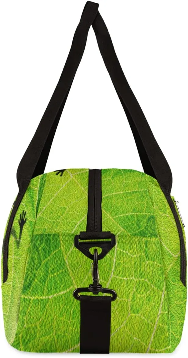 Frog Shadow Leaf Kids Duffel Bag for Girls Boys Teens, Frog Oil Painting Dance Bag Overnight Small Duffel Bag Carry On Weekend Sports Gym Travel Bag for School Practice Gymnastics Ballet