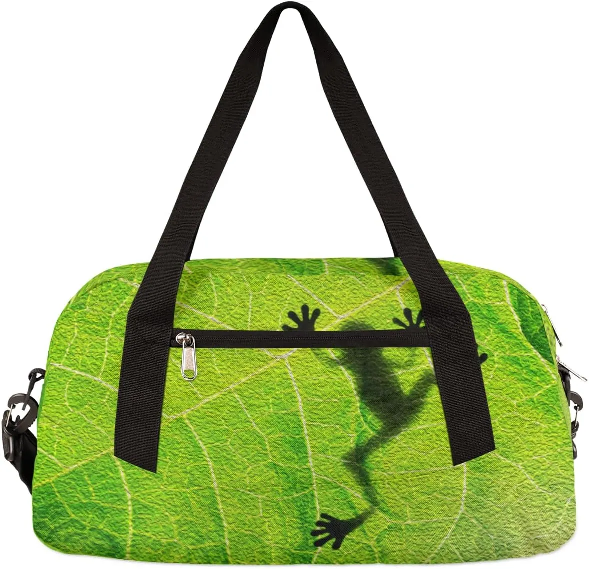 Frog Shadow Leaf Kids Duffel Bag for Girls Boys Teens, Frog Oil Painting Dance Bag Overnight Small Duffel Bag Carry On Weekend Sports Gym Travel Bag for School Practice Gymnastics Ballet