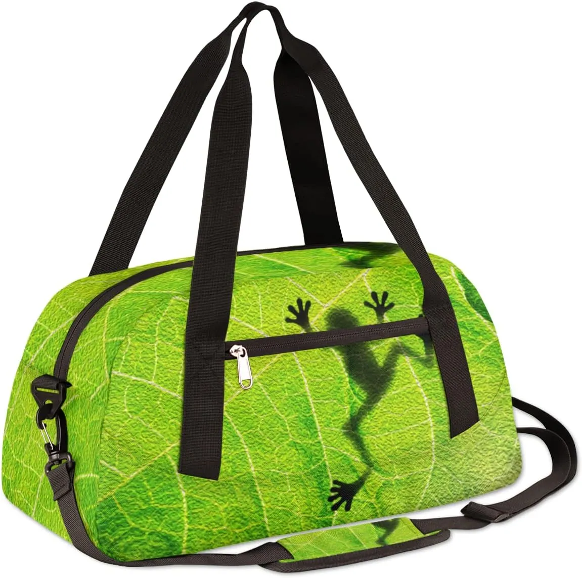 Frog Shadow Leaf Kids Duffel Bag for Girls Boys Teens, Frog Oil Painting Dance Bag Overnight Small Duffel Bag Carry On Weekend Sports Gym Travel Bag for School Practice Gymnastics Ballet