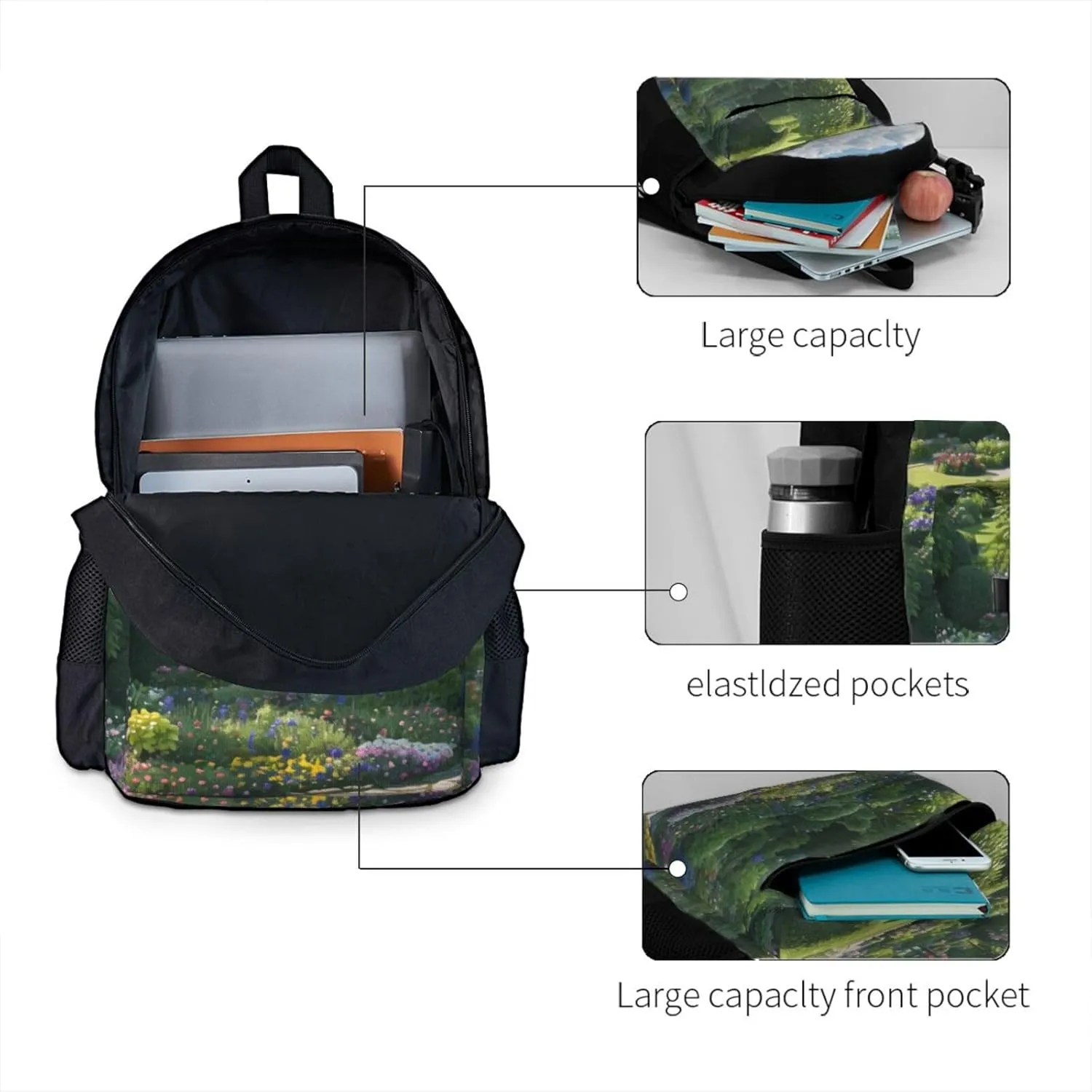 Full Of Plants Backpack Printing Lightweight Casual Backpack Shoulder Bags Large Capacity Laptop Backpack