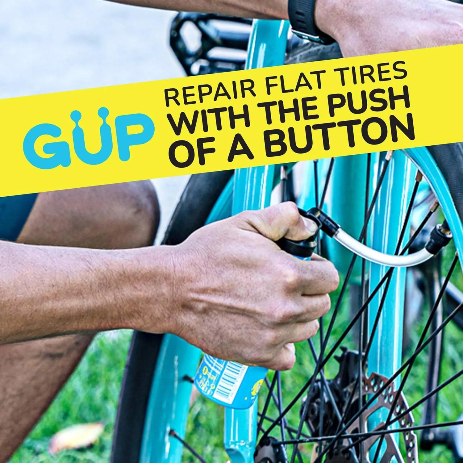G U P (GÜP Kwiki) Quick Fix Tire Sealant and Inflator; for Mountain Bike, Road, Cyclocross, Gravel; Seal and Repair Flat or Punctured Tires (Hose Top Adapter Schrader/Presta)