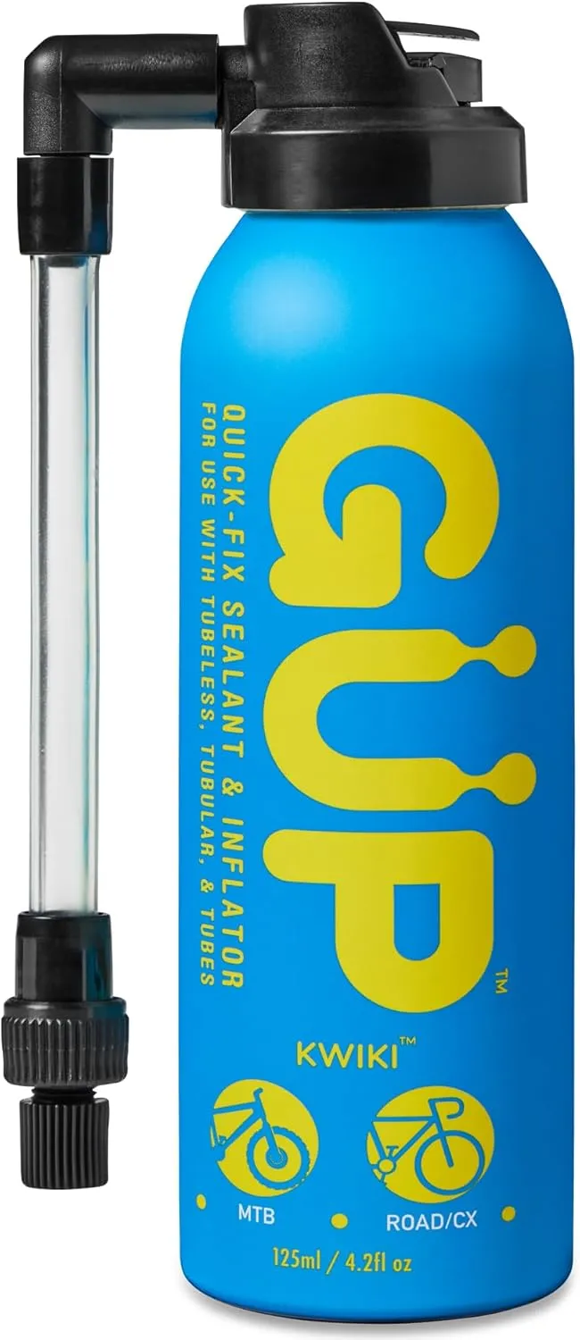 G U P (GÜP Kwiki) Quick Fix Tire Sealant and Inflator; for Mountain Bike, Road, Cyclocross, Gravel; Seal and Repair Flat or Punctured Tires (Hose Top Adapter Schrader/Presta)