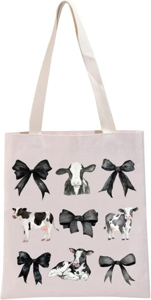 G2TUP Cow Lover Gift Coquette Cow Tote Bag Cows Farmer Handbag Who Loves Cows Gift Cowgirl Western Gifts