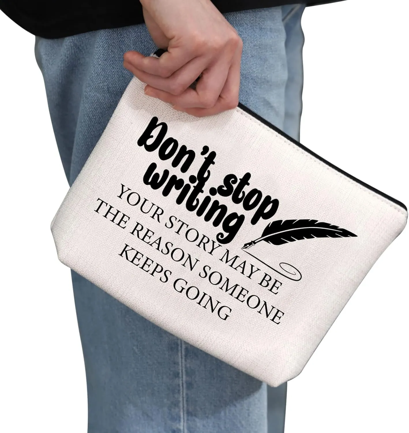 G2TUP Creative Writer Makeup Bag - Future Author Cosmetic Bag - Novelist Gift Writer Appreciation Zipper Travel Bag (White)