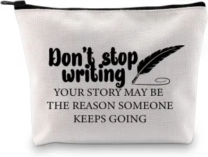 G2TUP Creative Writer Makeup Bag - Future Author Cosmetic Bag - Novelist Gift Writer Appreciation Zipper Travel Bag (White)