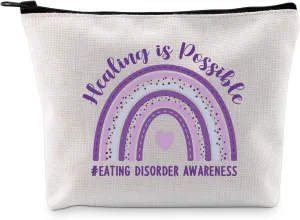 G2TUP Eating Disorder Recovery Gift Healing is Possible ED Survivor Makeup Bag Purple Ribbon Cosmetic Bag ED Recovery Gift (Healing is Possible MB)