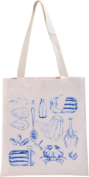 G2TUP Fish Lover Gift Tin Fish Tote Bag Sardine Lover Handbag Lobster Lover Gift Sea Food Lover Gift