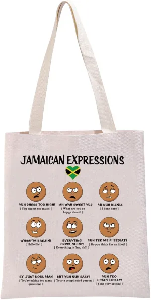 G2TUP Jamaica Gift Jamaican Expressions Tote Bag Jamaican Patois Handbag Jamairican Gift Jamaica Vacation Trip Travel Bag