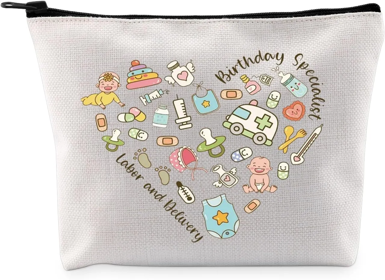 G2TUP L&D Nurse Appreciation Gift Birthday Specialist Makeup Bag Labor And Delivery Nurse Cosmetic Bag OB Nurse Gift RN Gift (Birthday Specialist MB)