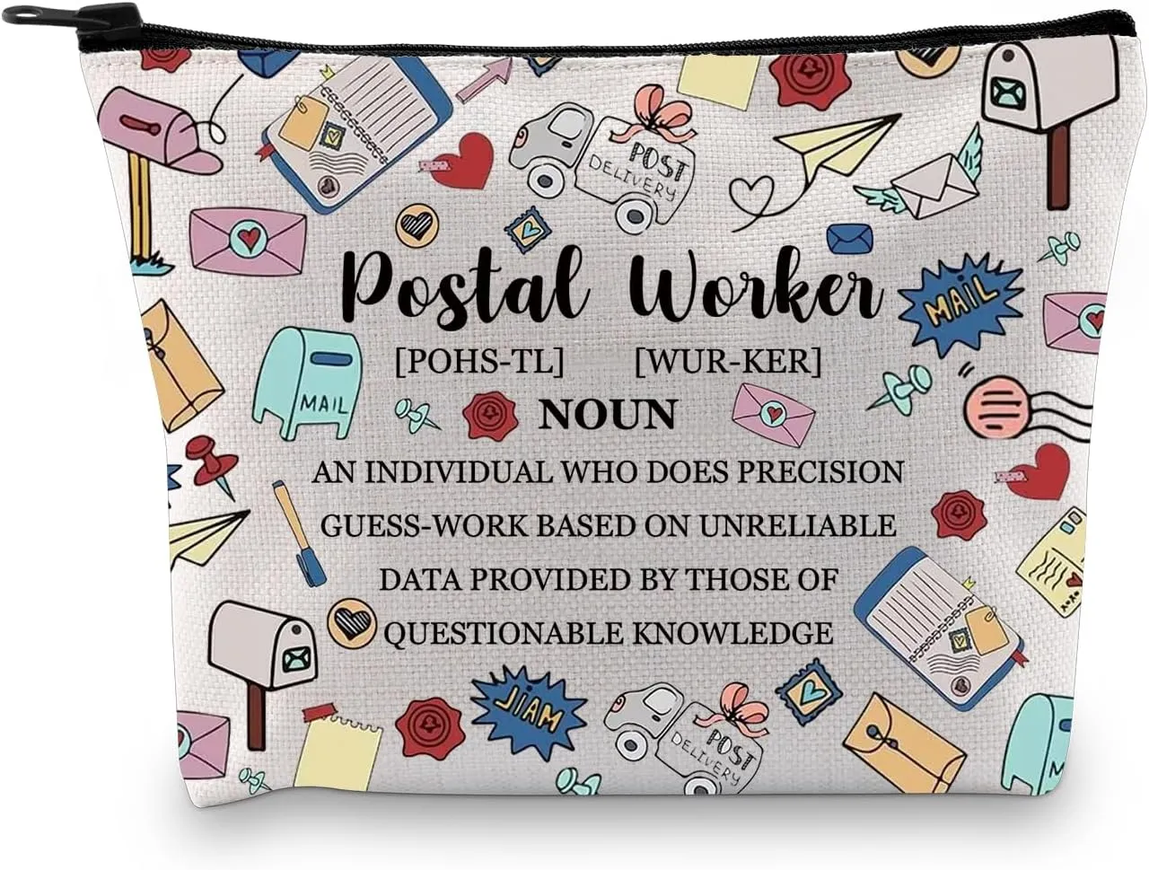 G2TUP Mail Carrier Thank You Gift Postal Worker Definition Makeup Bag Postal Worker Cosmetic Bag Mail Lady Post Office Gift (Postal Worker Definition MB)