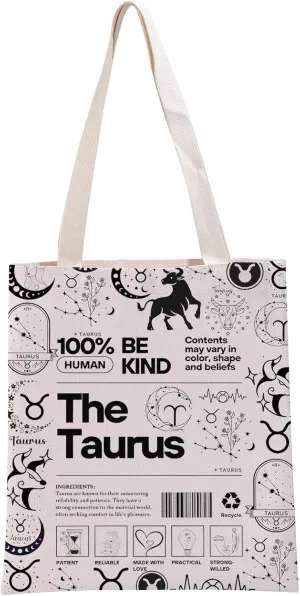 G2TUP Taurus Inspired Gift 100% Human Be Kind The Taurus Tote Bag Astrology Lover Handbag Zodiac Taurus Merch