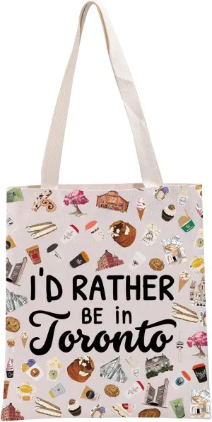 G2TUP Toronto Lover Gift I'd Rather Be In Toronto Tote Bag Toronto Travel Lover Cosmetic Bag Toronto Culture Lover Gift