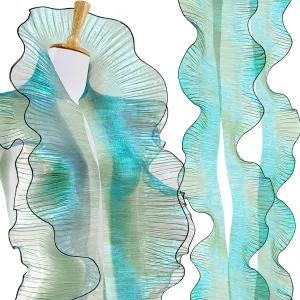 Ganeen 16 Yards Halloween Iridescent Ruffle Pleated Lace Trim Retro Organza Fabric Trim Tulle Decorative Ruffle Lace Border for Sewing Dress Bag Costume Cake Decor Trimming Craft(Green)