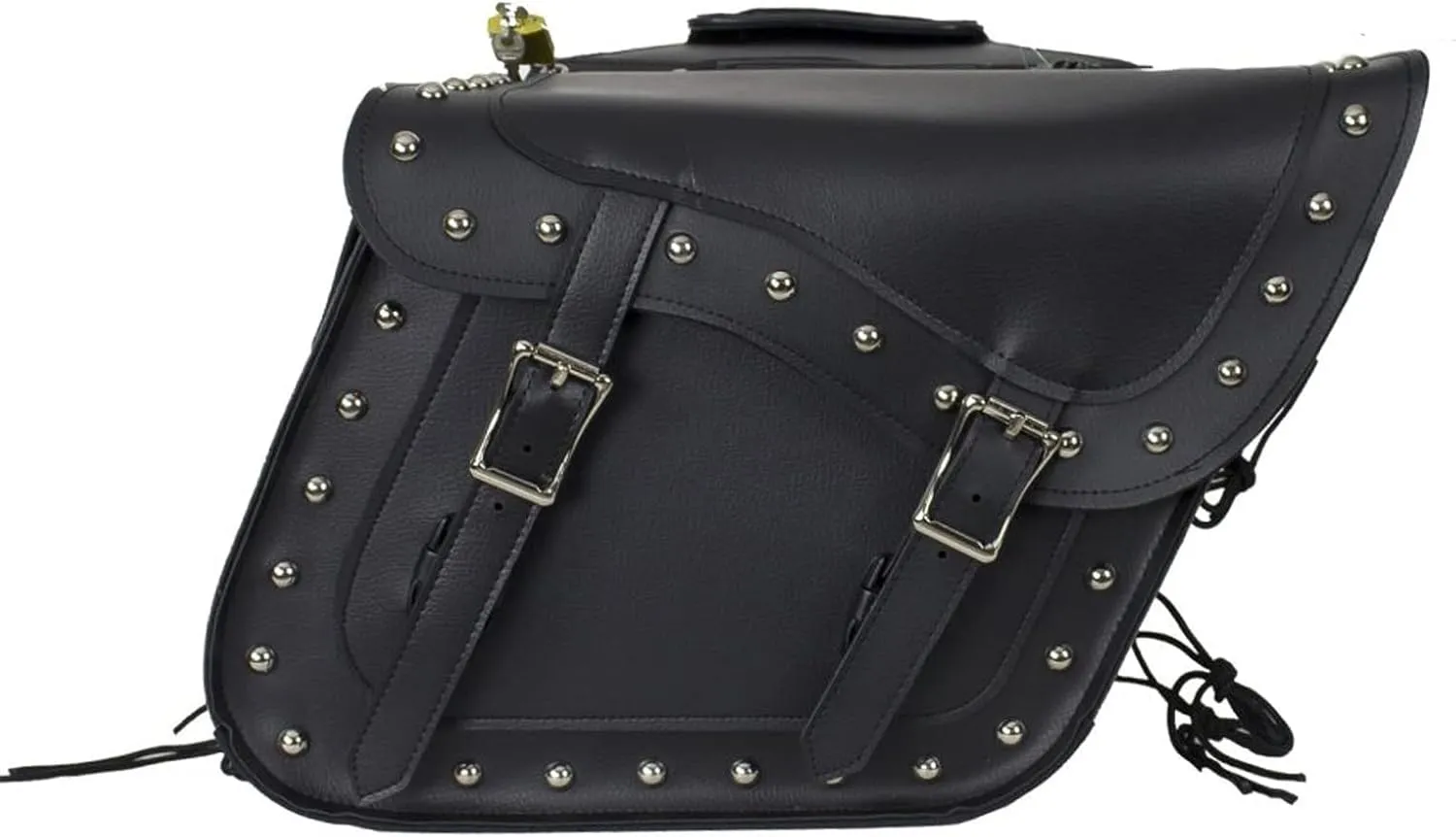 GARGOYLE BELLS Motorcycle Saddle Bags Synthetic Leather Motorcycle Luggage Bag 25.5L Waterproof Saddle Bags For Motorcycle Softails Sportsters Dyna V-star Shadow (With Studs, Black, 13"x13"x10")