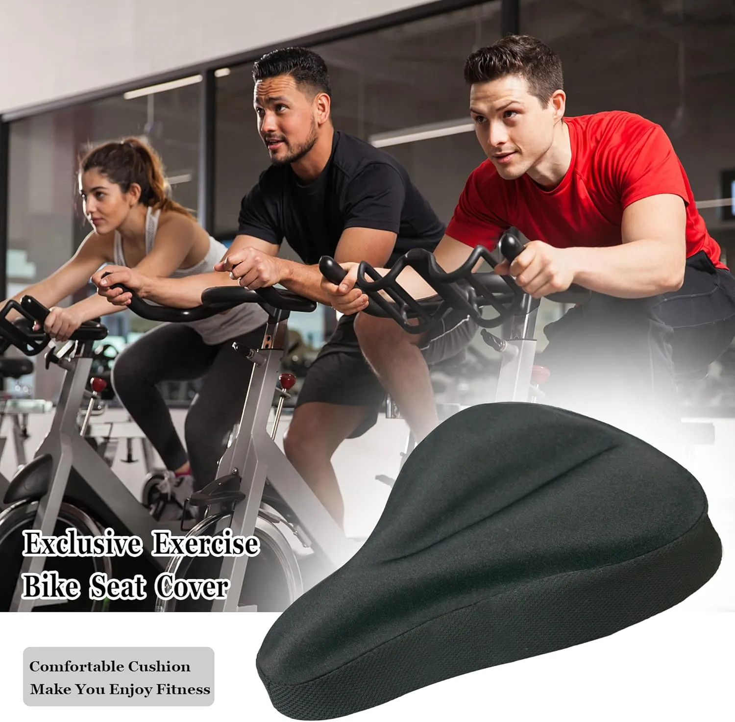 Gel Bike Seat Cover Padded Bicycle Saddle Covers for Women & Men, Most Comfortable Exercise Bike Seat Cushion Cover, Soft for Spin Indoor Outdoor Cycling Class Mountain Stationary Bikes