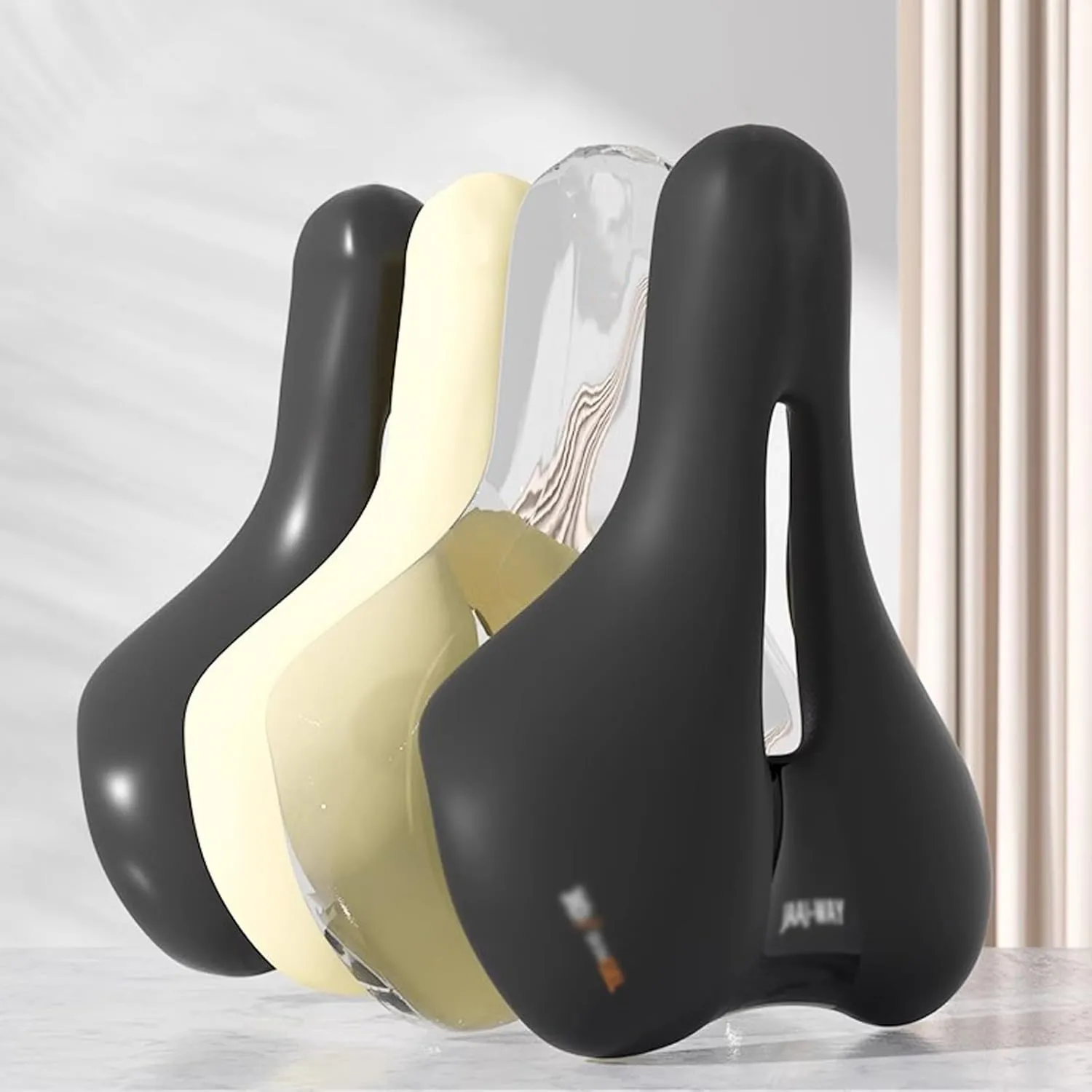 Gel Bike Seat -Road Bicycle Saddle Soft Thick Pad,Hollow Design Breathable High-Elastic Shock-Absorbing Balls Double-Track Installation Universal Cycle Saddle