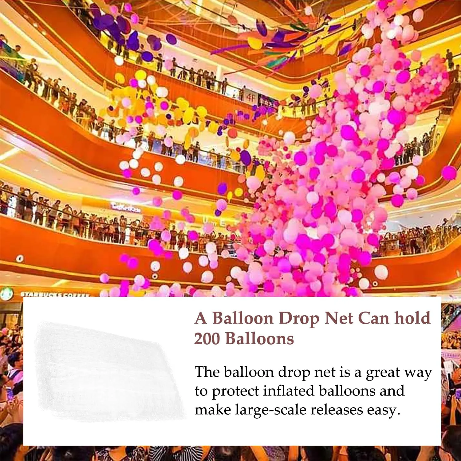 Gender Reveal Balloon Drop Bag 8ft Drop Net with Pull Cord Large Balloon Bags for Transport New Years Ceiling Release Birthday Graduation Celebration Party Supplies