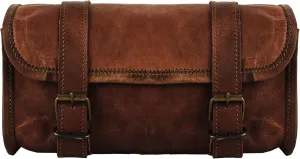 Genuine Goat Leather Vintage Motorcycle 2 Strap Buckle Closure Tool Brown Bag Quick Release Clasp REINFORCED for handlebars,Forks, Sissy Bar - 10" Christmas New Year Gift Idea