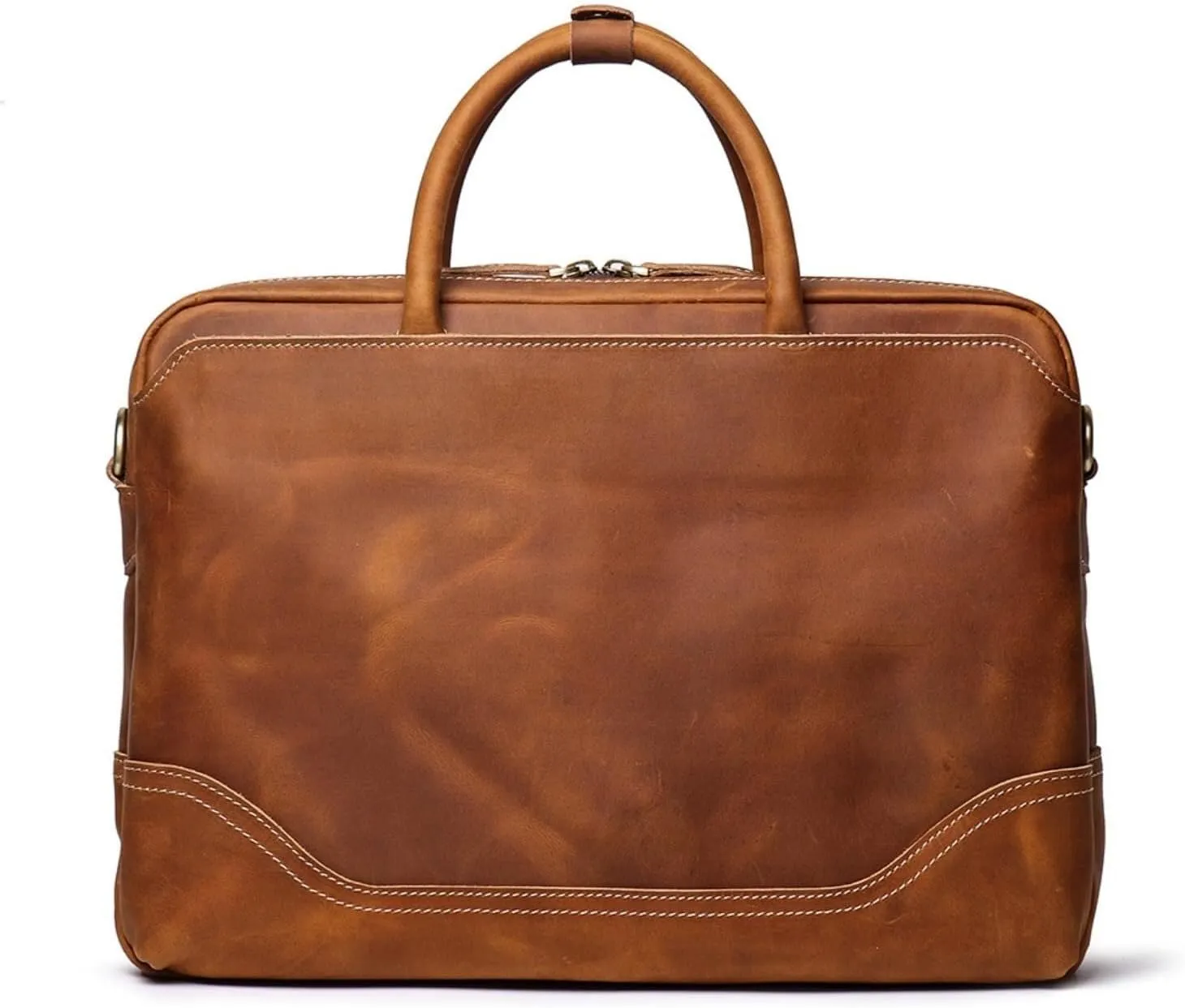 Genuine Leather 14 inch Laptop Tote Notebook Handbag Retro Business Shoulder For Men