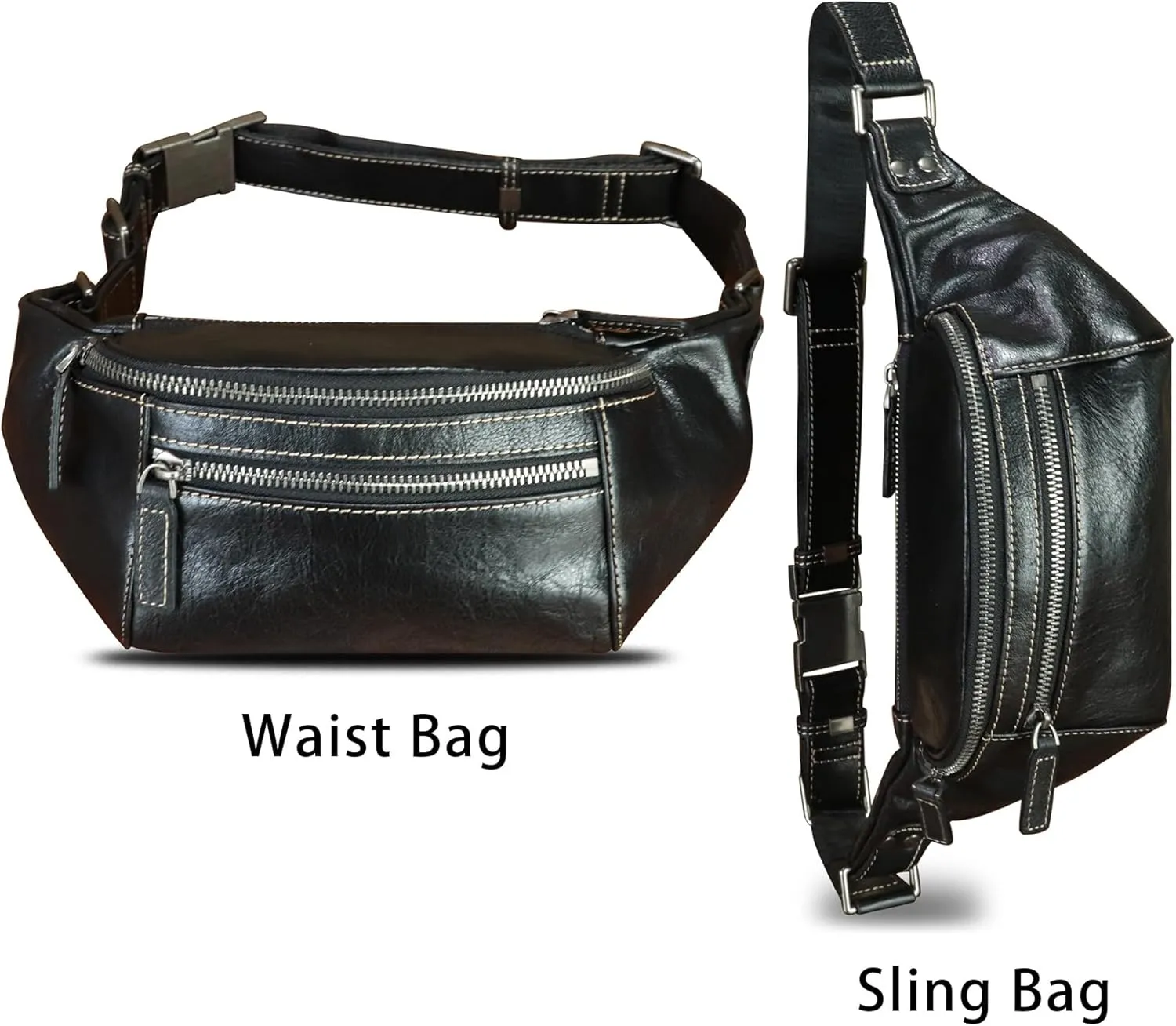 Genuine Leather Fanny Pack for Women and Men Vintage Real Leather Waist Bag Hip Bum Crossbody Sling Bag