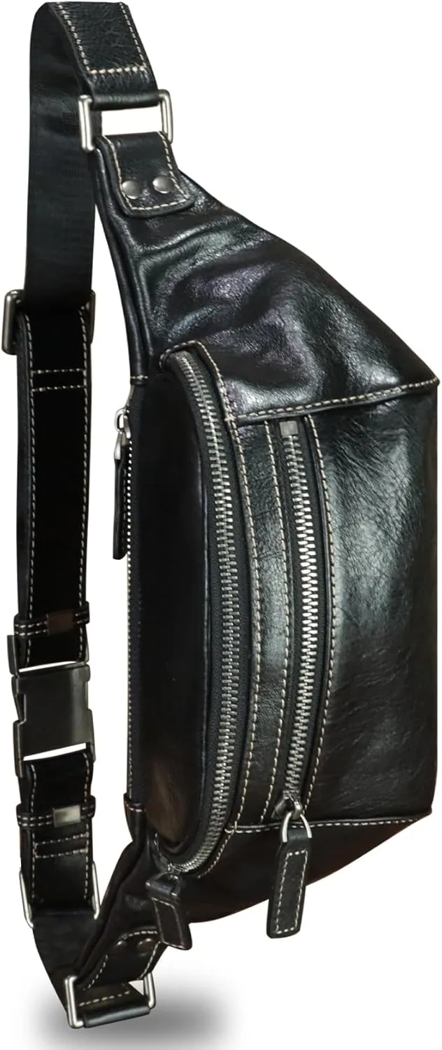 Genuine Leather Fanny Pack for Women and Men Vintage Real Leather Waist Bag Hip Bum Crossbody Sling Bag
