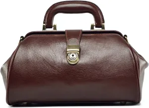 Genuine leather women's bag retro doctor's bag handmade foreskin layer cowhide Shoulder bag buckle type women's bag