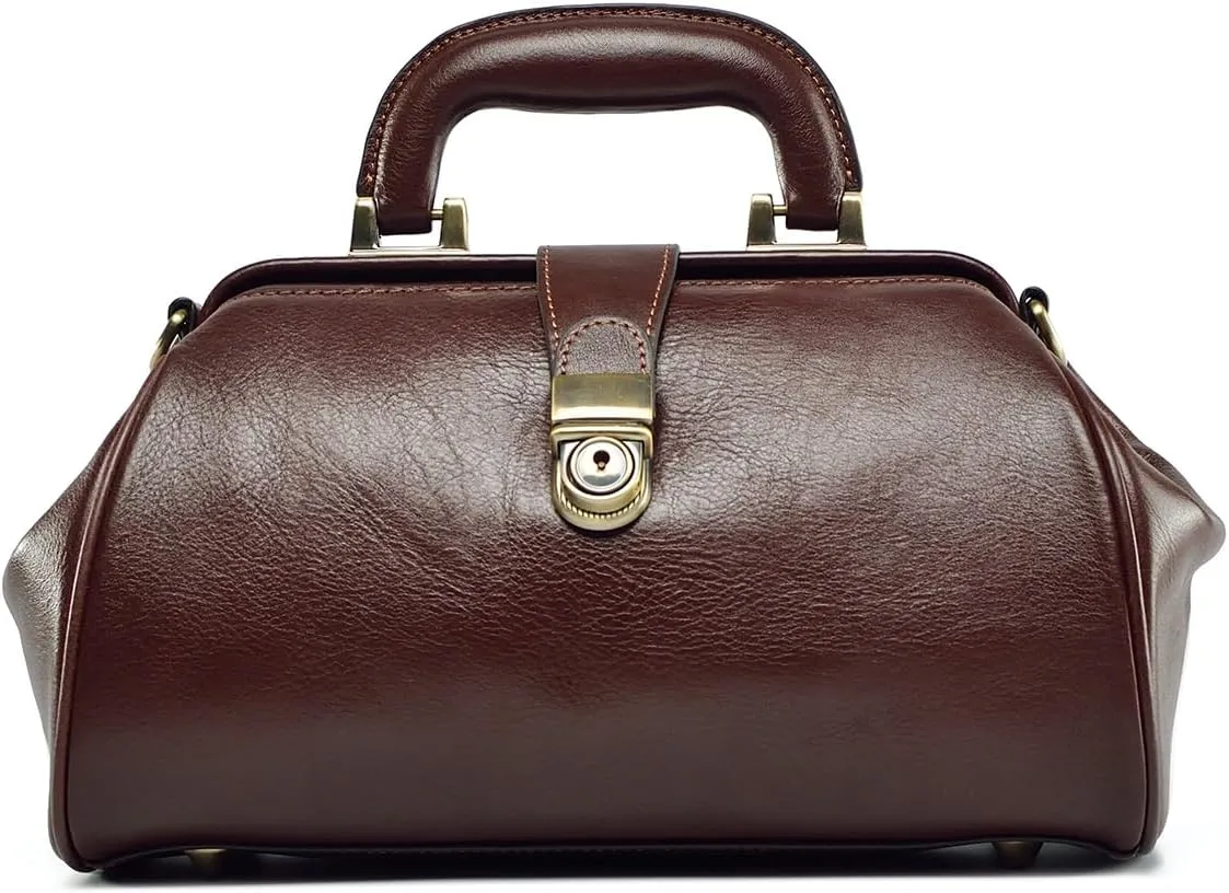 Genuine leather women's bag retro doctor's bag handmade foreskin layer cowhide Shoulder bag buckle type women's bag