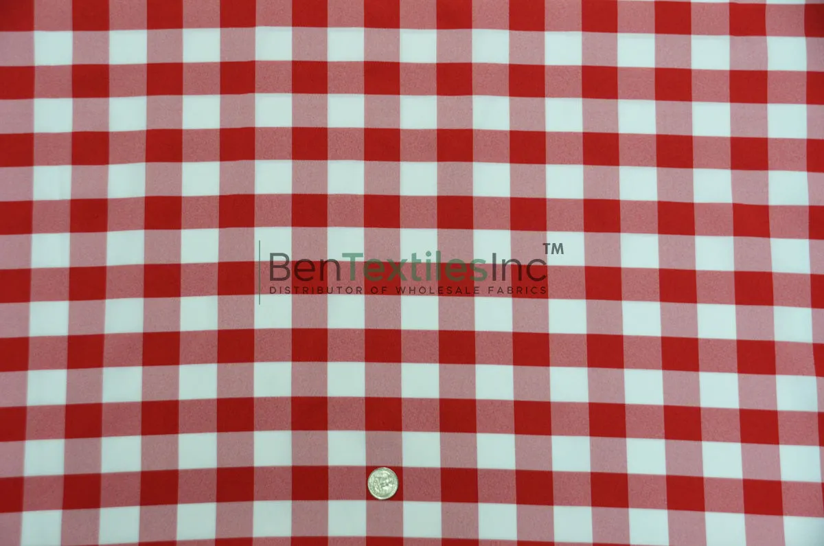 Gingham Checkered Fabric | 1 Inch Polyester Picnic Checkers | 60 Inch Wide | Tablecloths Curtains Apparel & Event Decor