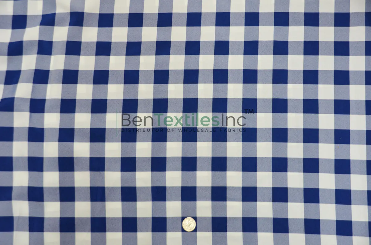 Gingham Checkered Fabric | 1 Inch Polyester Picnic Checkers | 60 Inch Wide | Tablecloths Curtains Apparel & Event Decor