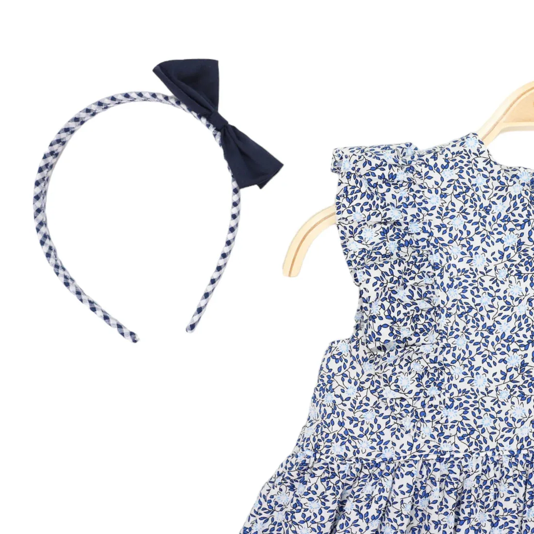 Gingham Headband- Navy