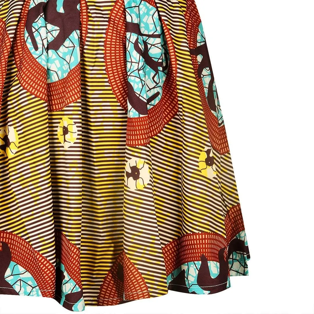 Giovacker Women's African Print Casual Party Dress Dashiki Traditional Costume