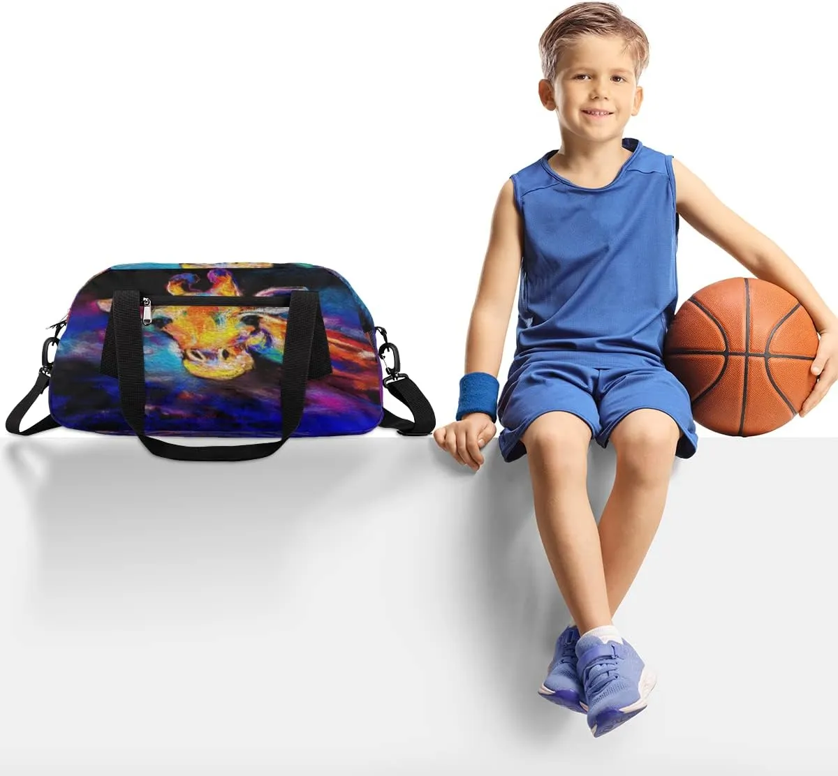 Giraffe Kids Duffel Bag for Girls Boys Teens, Giraffe Oil Painting Dance Bag Overnight Small Duffel Bag Carry On Weekend Sports Gym Travel Bag for School Practice Gymnastics Ballet