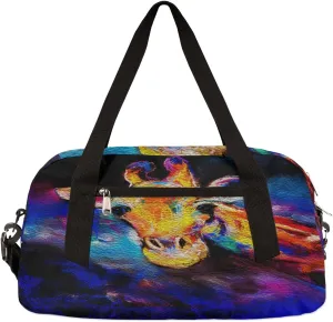 Giraffe Kids Duffel Bag for Girls Boys Teens, Giraffe Oil Painting Dance Bag Overnight Small Duffel Bag Carry On Weekend Sports Gym Travel Bag for School Practice Gymnastics Ballet