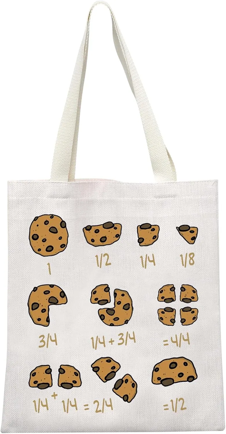 GJTIM Math Teacher Gift Teacher Appreciation Gift Chocolate Maths Fraction Tote Bag for Math Lovers